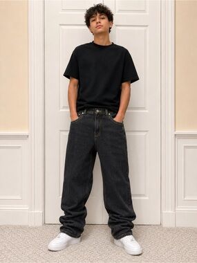 Rocawear Y2K Black Jeans with Neon Green Stitching & White Back Logo